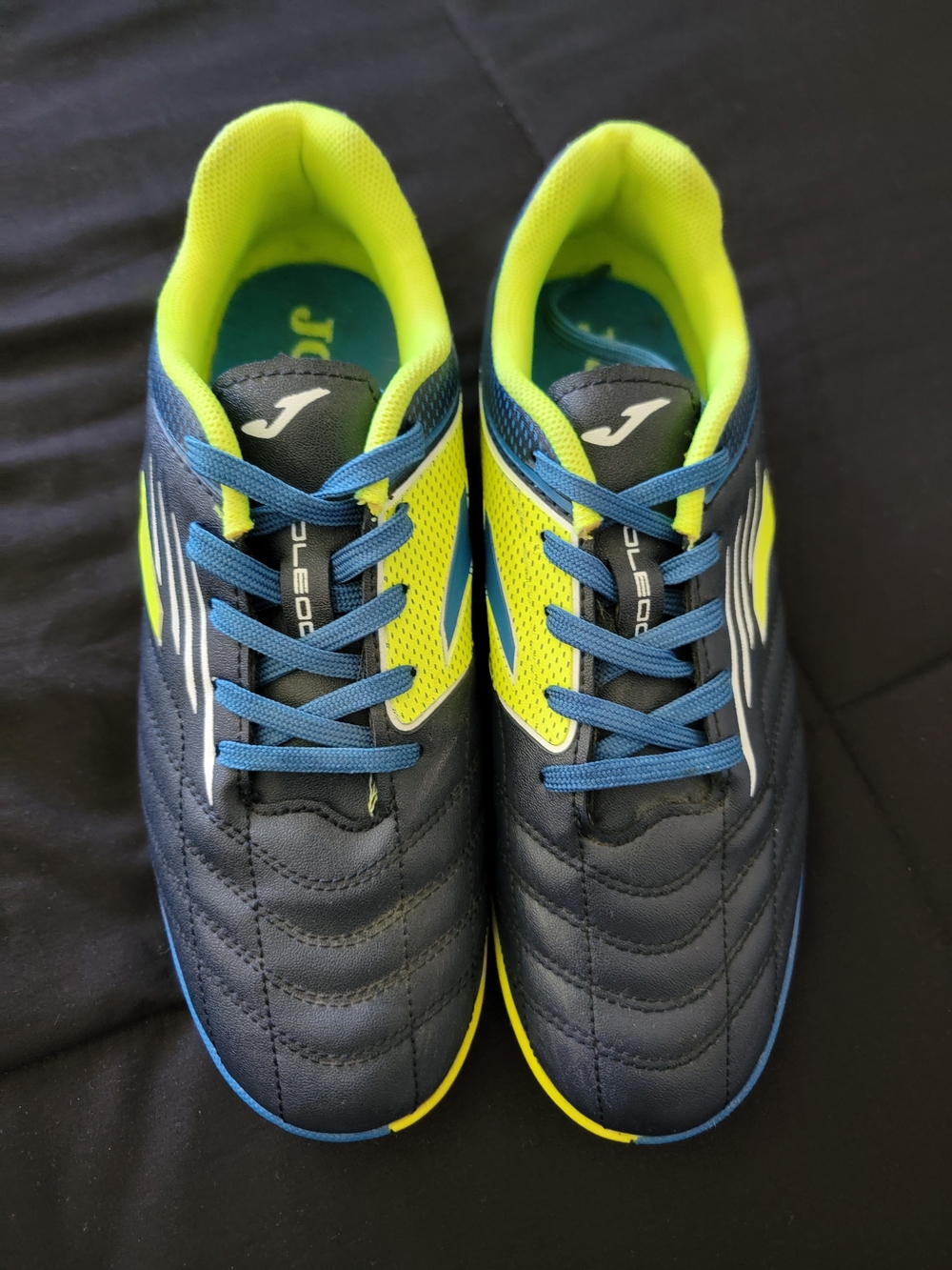 Kids' Navy and Neon Yellow Soccer Shoes
